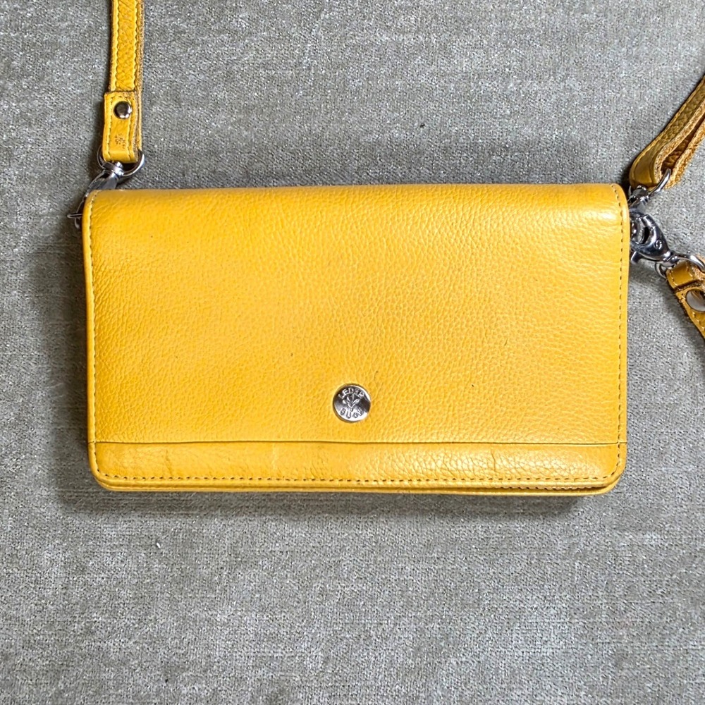 Lederbuck Yellow Genuine Leather RFID Crossbody Wallet Bag Organizer Clutch